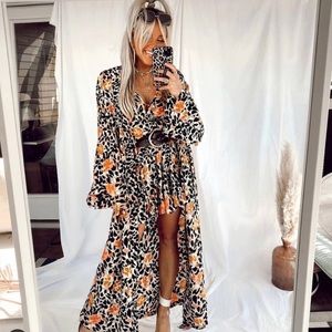 Buddy Love poppy floral leopard kimono- S